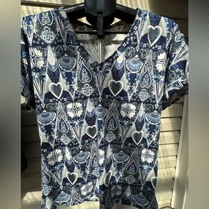 Blue Patterned Women's Top